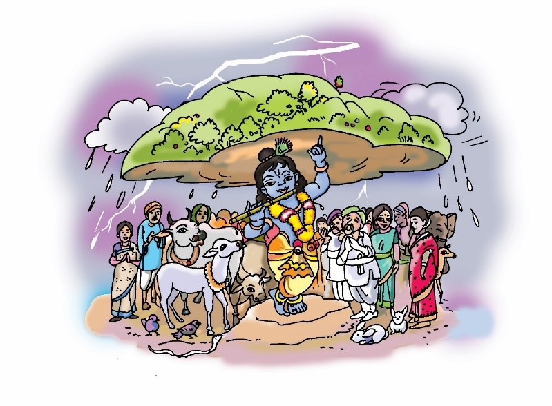 File:Krishna and govardhan mountain.jpg